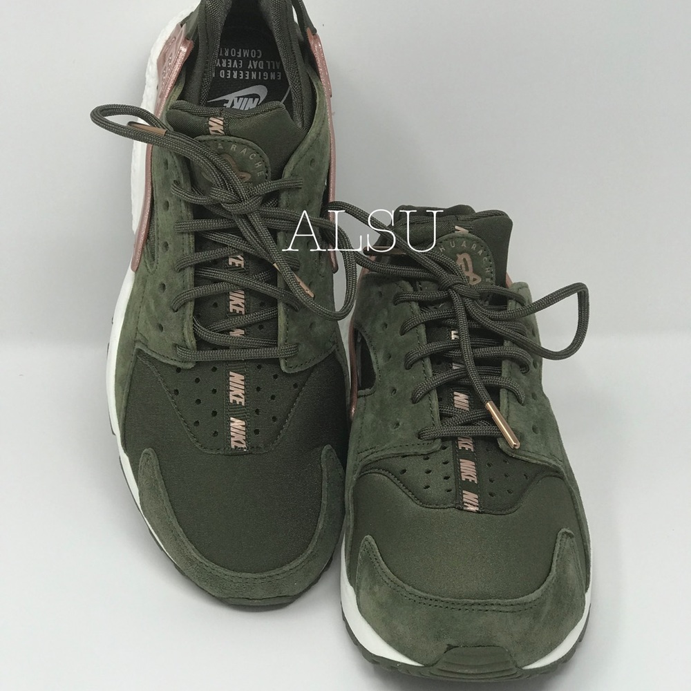 Nike Air Huarache Run Suede Olive Canvas Rose W - Picture 6 of 8
